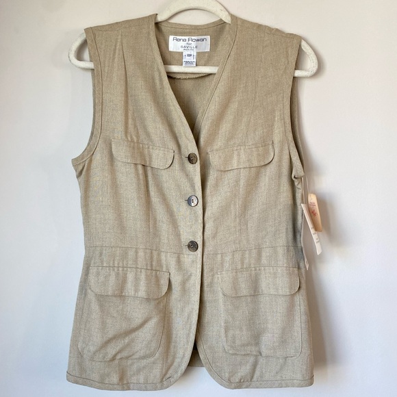 Rena Rowan Saville Petite Jute Key Largo Safari Beige Vest Size 10P - Picture 10 of 17